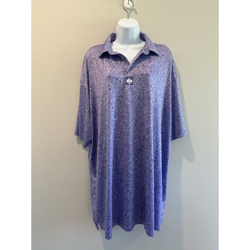 Pins & Aces Golf Polo Shirt Men’s 3XL Purple Performance Short Sleeve Spade